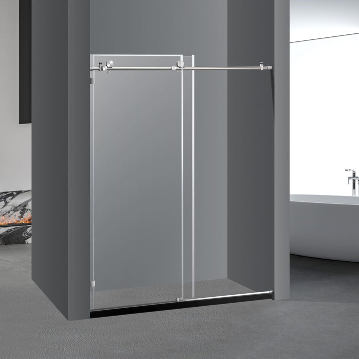 Frameless Shower Doors 60" Width x 76"Height with 5/16"(8mm) Clear Tempered Glass, Brushed Nickel Finish