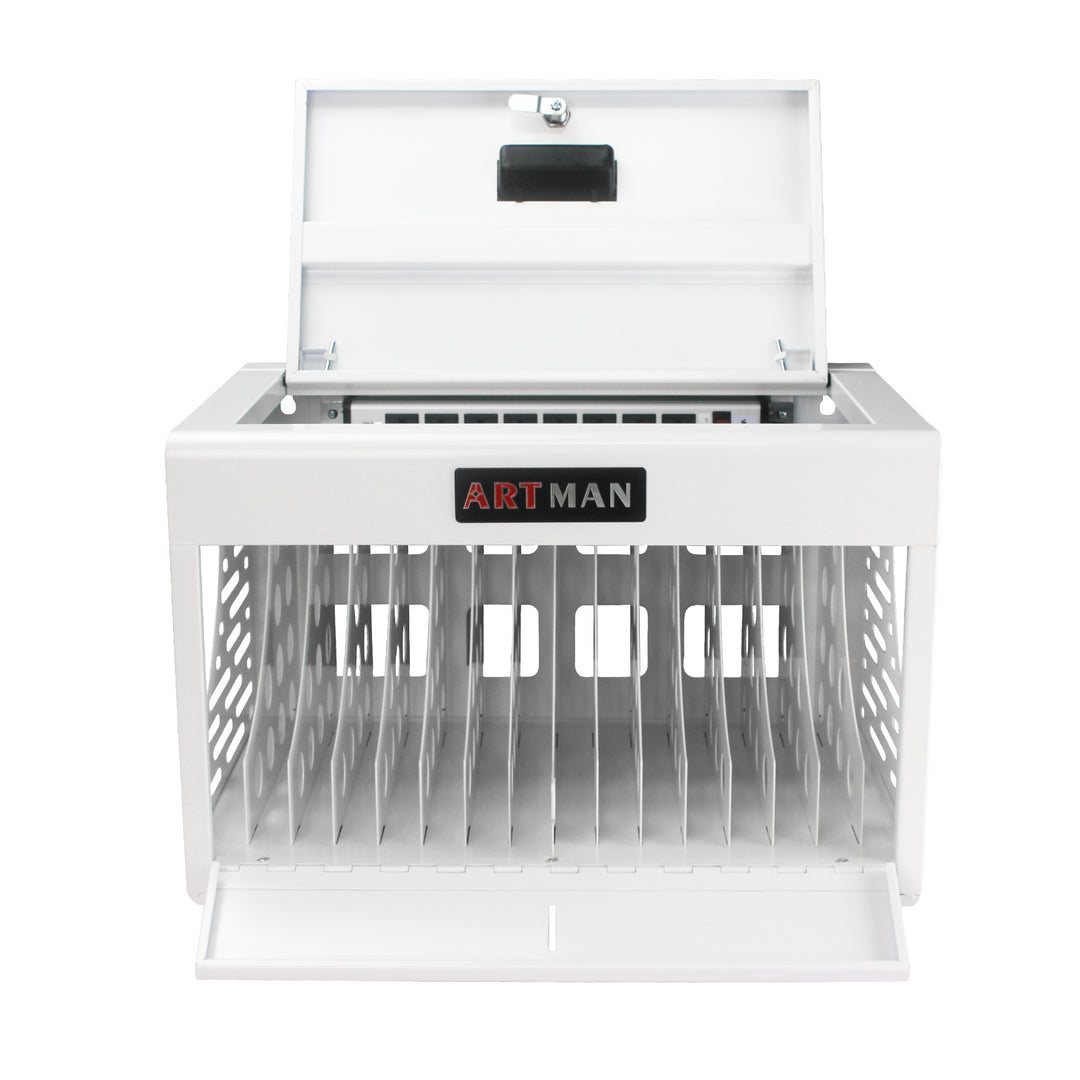 16 Bay Charging Cabinet for Laptop,Chromebook, Locking Charging Station-WHITE