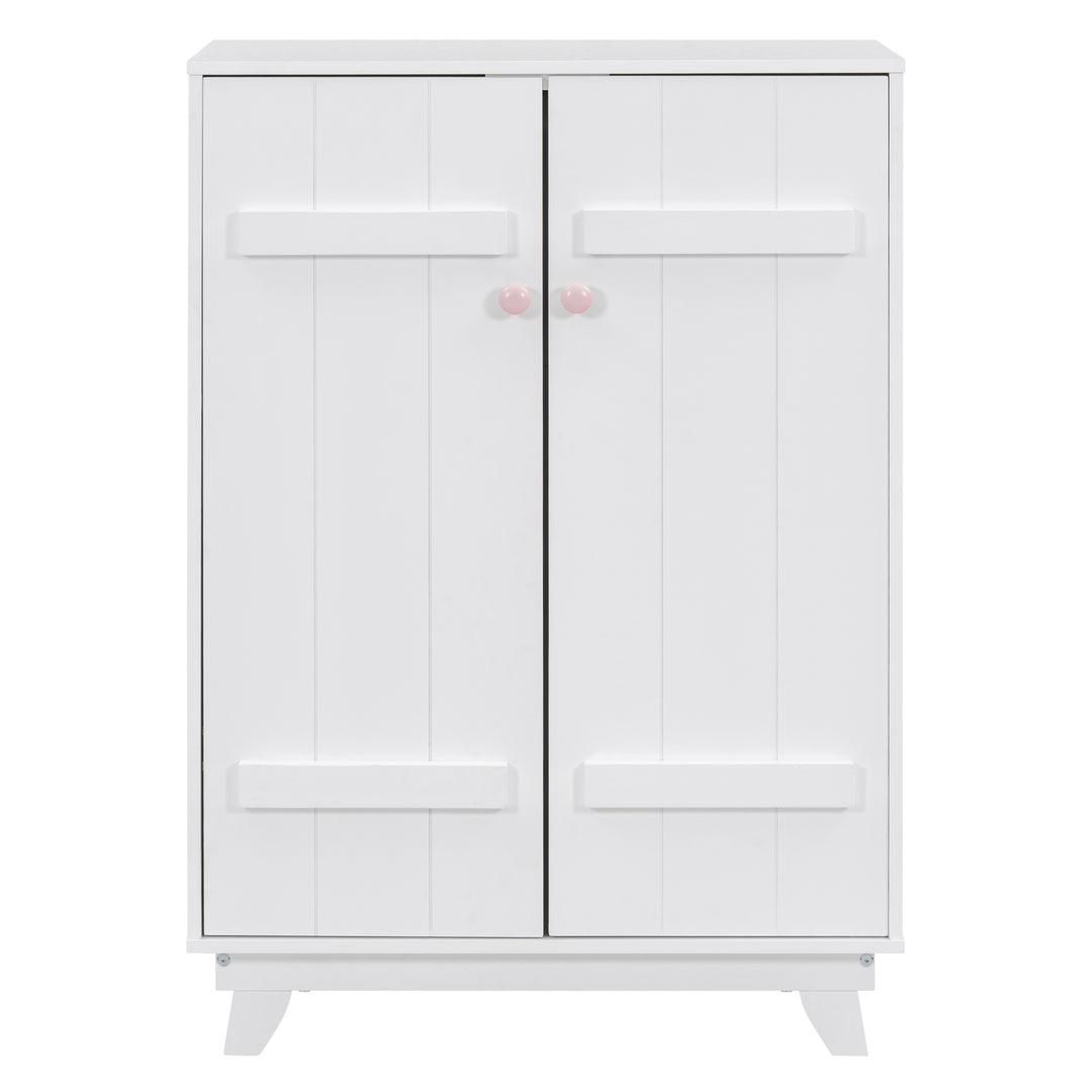 Wooden Wardrobe Cabinet with Hanging Rod, Storage Armoires with Doors ,White