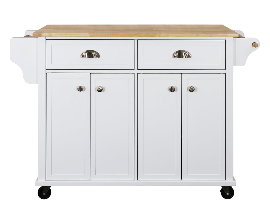 Cambridge Natural Wood Top Kitchen Island with Storage