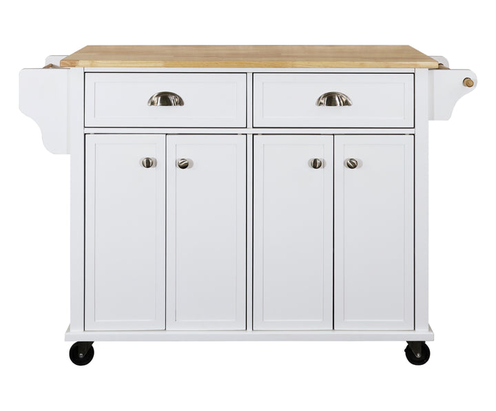 Cambridge Natural Wood Top Kitchen Island with Storage