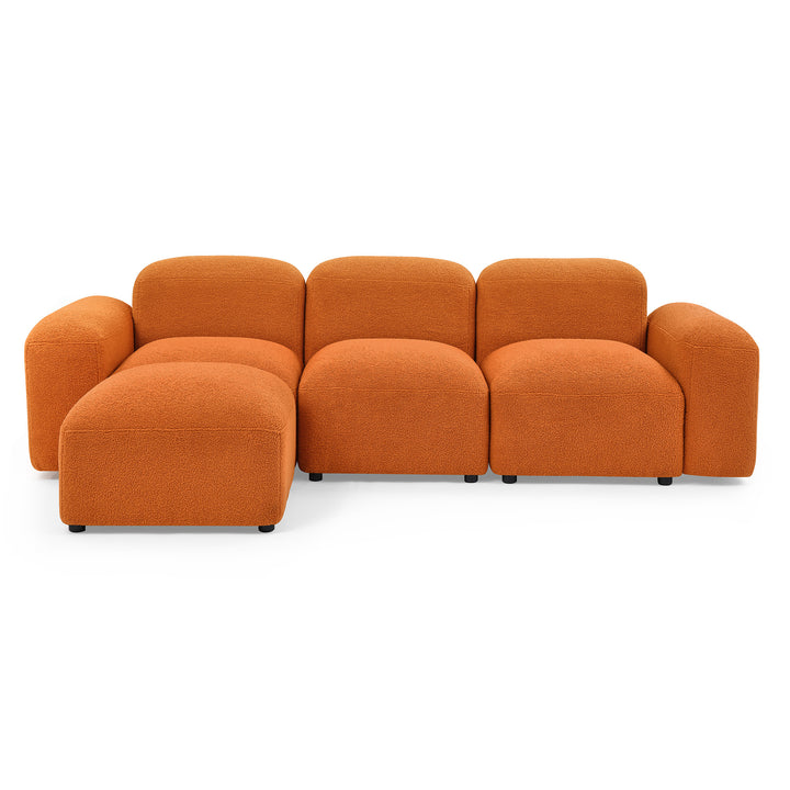 L-Shape Modular Sectional Sofa,DIY Combination,Teddy Fabric,Orange.