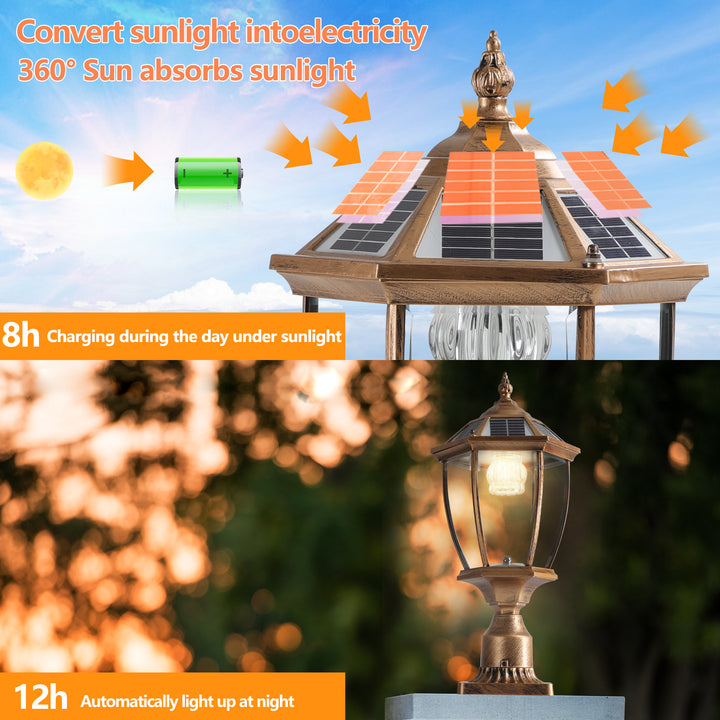 Retro gold Solar Column Headlights With Dimmable LED