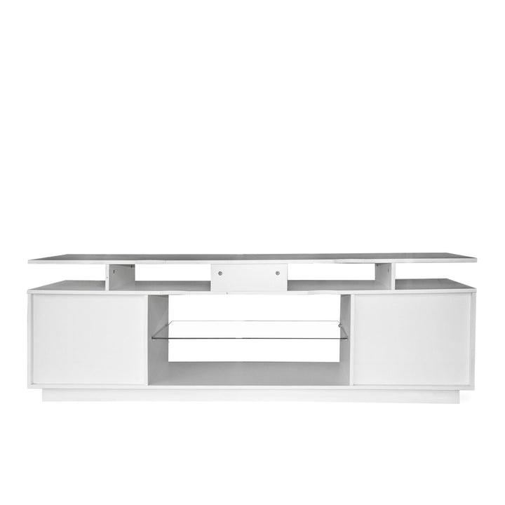 White TV Stand for 80 Inch TV Stands, Media Console Entertainment Center Television Table, 2 Storage Cabinet with Open Shelves for Living Room Bedroom