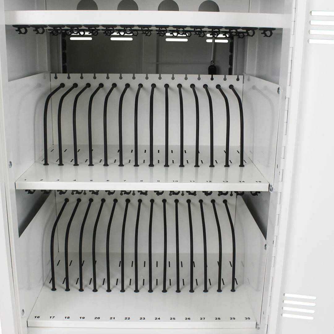 Mobile Charging Cart and Cabinet for Tablets Laptops 30-Device With Combination Lock(White)