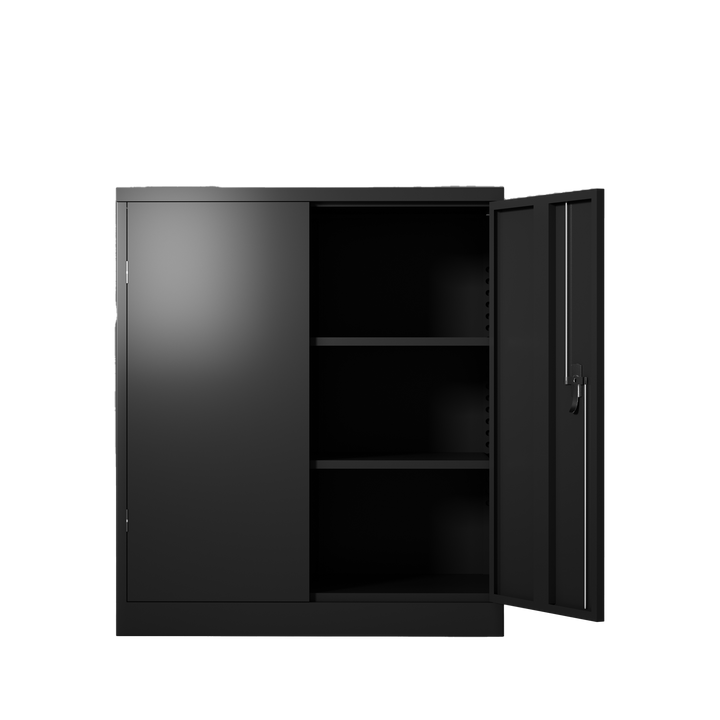 Metal Storage Cabinet with 2 Doors and 2 Shelves, Lockable Steel Storage Cabinet for Office, Garage, Warehouse