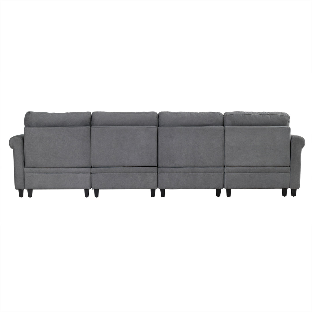 U Shaped Sectional Couch Convertible Sectional Couch with Double Chaise 4 Seat Sectional Sofa for Living Room