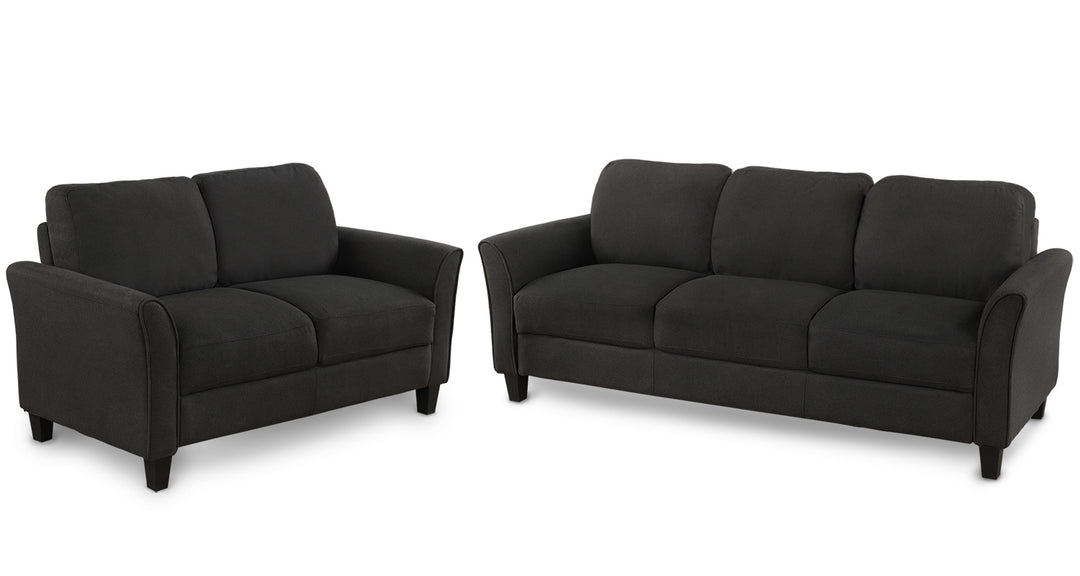 Living Room Furniture Loveseat Sofa and 3-seat  sofa (Black)