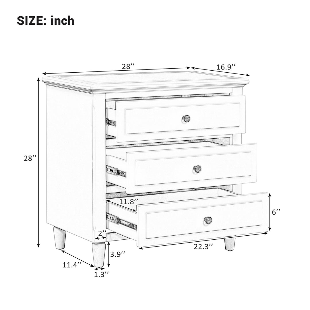 U_STYLE 3-Drawer Nightstand Storage Wood Cabinet (As Same As WF297663AAK)