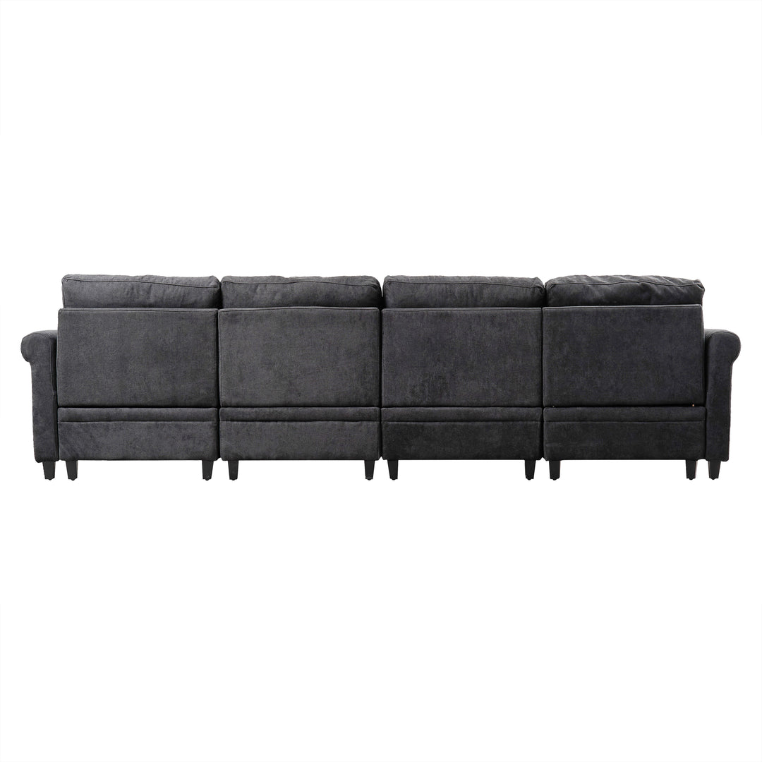 U Shaped Sectional Couch Convertible Sectional Couch with Double Chaise 4 Seat Sectional Sofa for Living Room