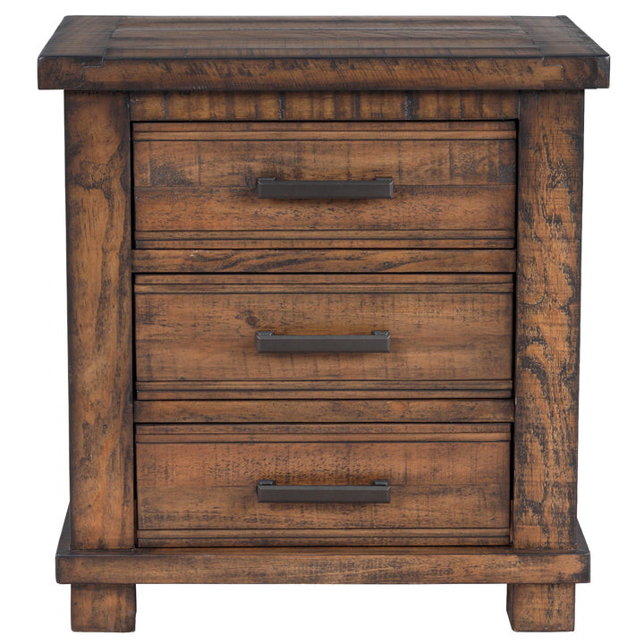 Rustic Three Drawer Reclaimed Solid Wood Framhouse Nightstand