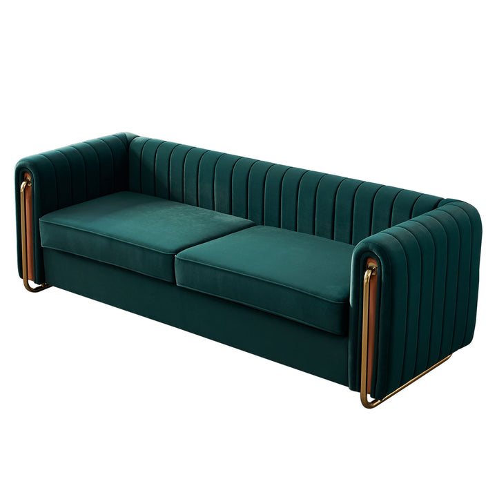 Contemporary Velvet Sofa Couch 84.25''W for Living Room, Green