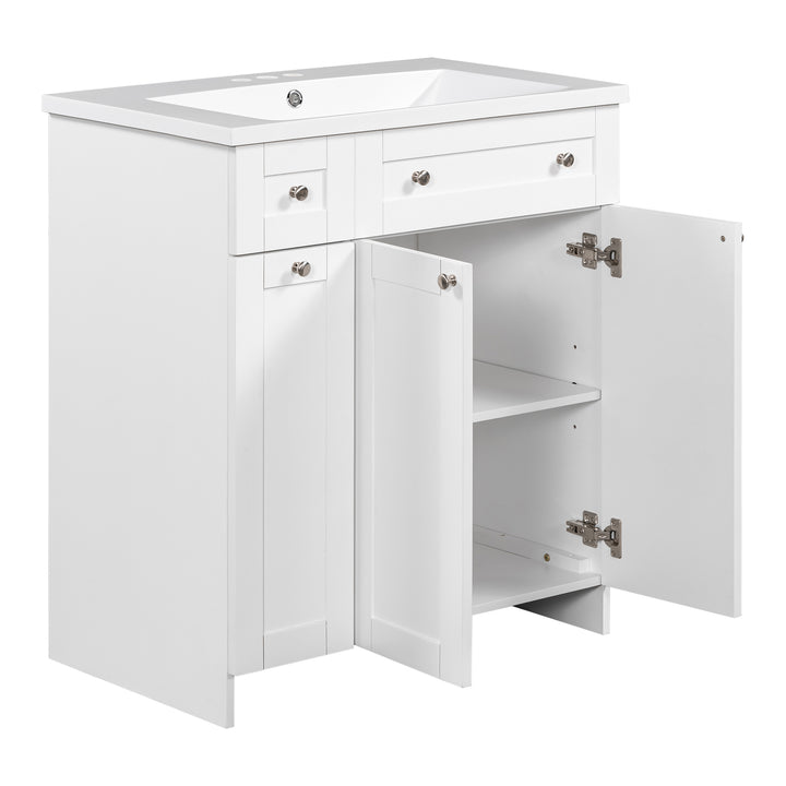 30" White Bathroom vanity with Single Sink ,Combo Cabinet Undermount Sink,Bathroom Storage Cabinet vanities