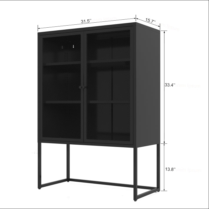 Black Storage Cabinet with Doors, Modern Black Accent Cabinet, Free Standing Cabinet, Buffet Sideboards for Bedroom, Kitchen,Home Office