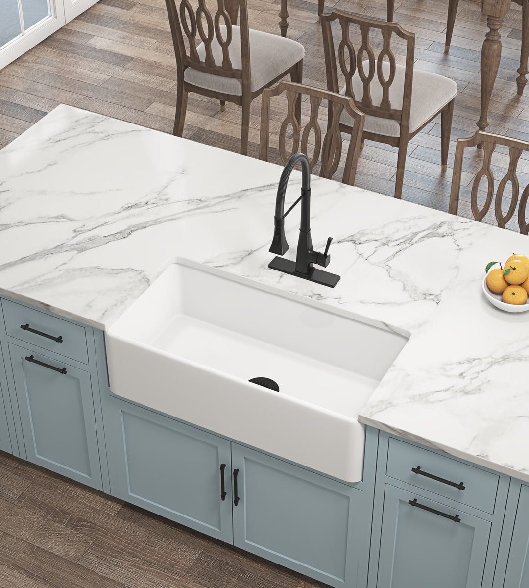 Inch  White Farmhouse Sink Deep Apron Sink Undermount Farmhouse Kitchen Sink Single Farm Sink