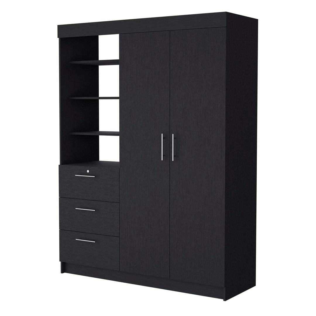 Levi 3-Drawer Armoire Black