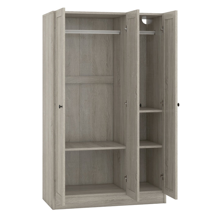 3-Door Shutter Wardrobe with shelves, Gray