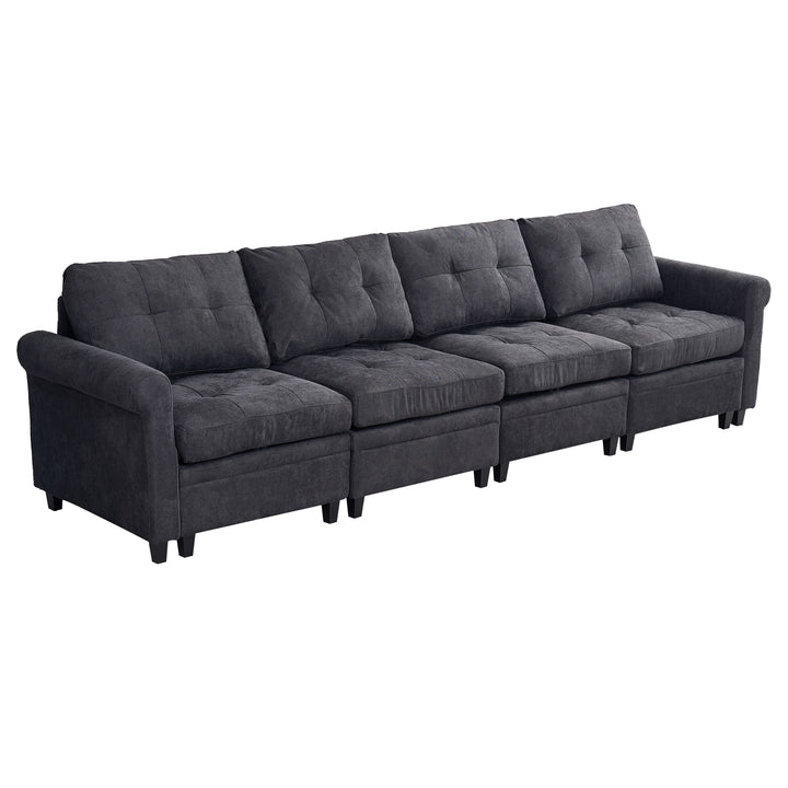 U Shaped Sectional Couch Convertible Sectional Couch with Double Chaise 4 Seat Sectional Sofa for Living Room