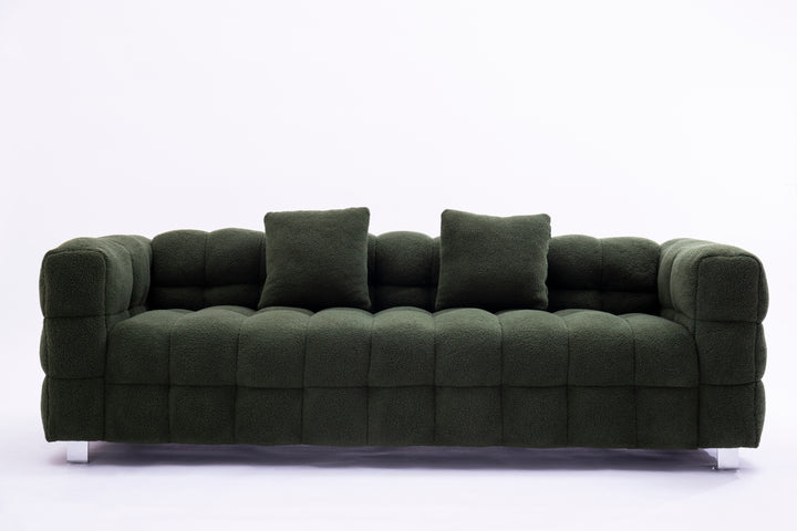 [New+Video]2146 Sofa includes two pillows 80" green  fleece for living room bedroom