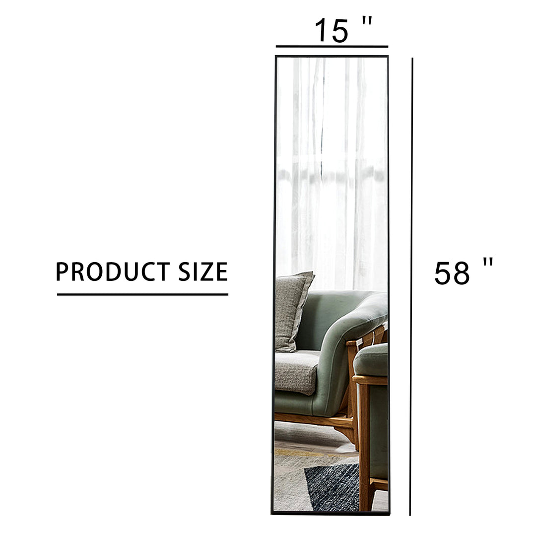 3rd generation black solid wood frame full length mirror, dressing mirror, bedroom porch, decorative mirror, clothing store, floor to ceiling mirror, wall mounted. 58 inches * 15 inches W115155944