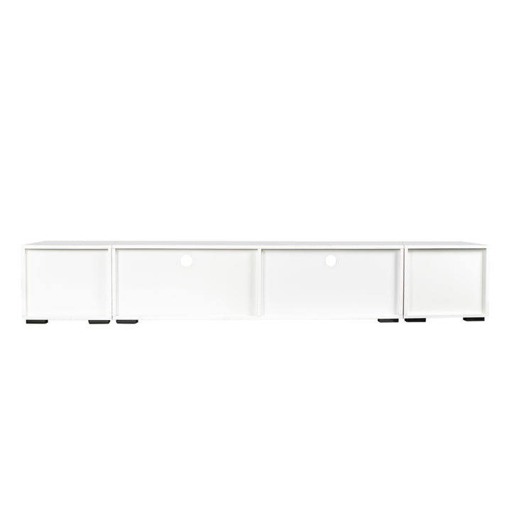 ON-TREND Extended, Minimalist Design TV stand with Color Changing LED Lights, Modern Universal Entertainment Center, High Gloss TV Cabinet for 90+ inch TV, White