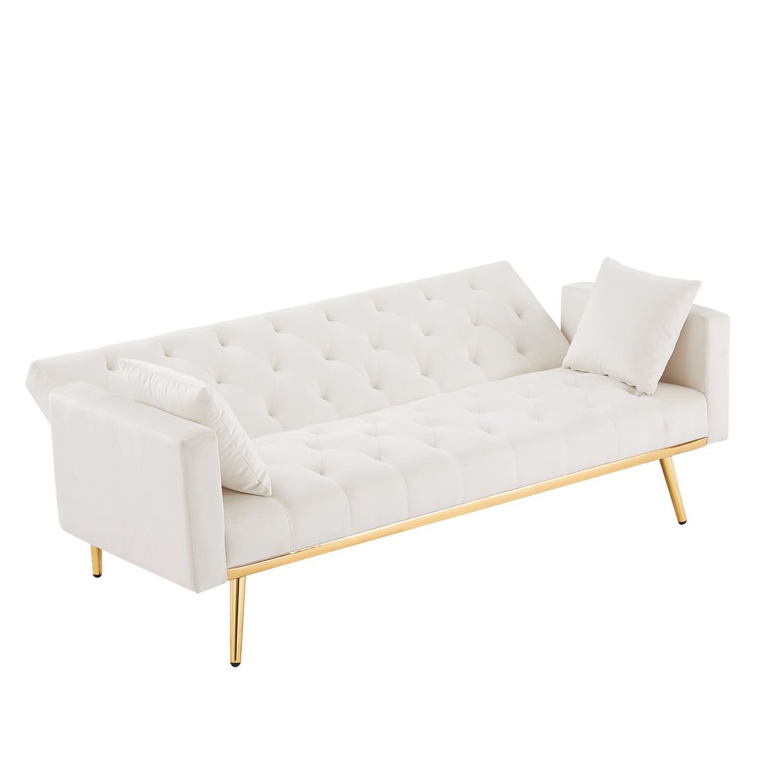 Cream White  Convertible Folding Futon Sofa Bed , Sleeper Sofa Couch for Compact Living Space.