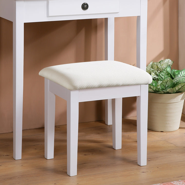 Moniys Wood Moniya Makeup Vanity Table and Stool Set, White