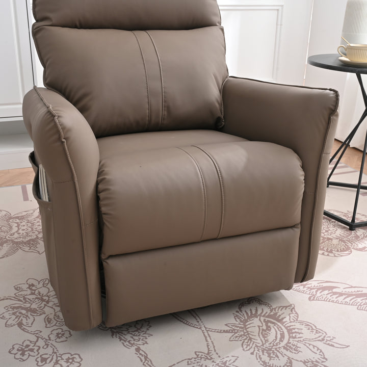 Rocking Recliner Chair,360 Degree Swivel Nursery Rocking Chair,Glider Chair,Modern Small Rocking Swivel Recliner Chair for Bedroom,Living Room Chair Home Theater Seat,Side Pocket(Brown)