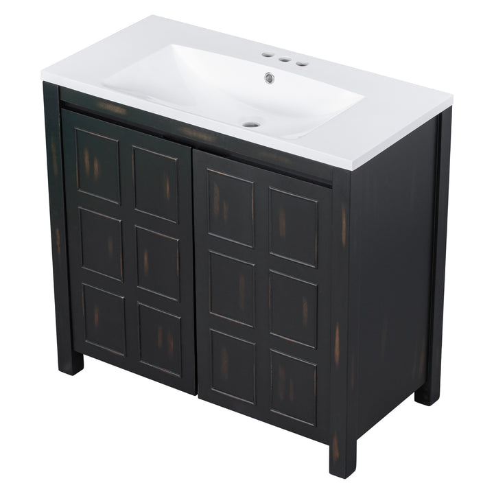 36" Bathroom Vanity Organizer with Sink, Combo Cabinet Set, Bathroom Storage Cabinet, Retro Espresso