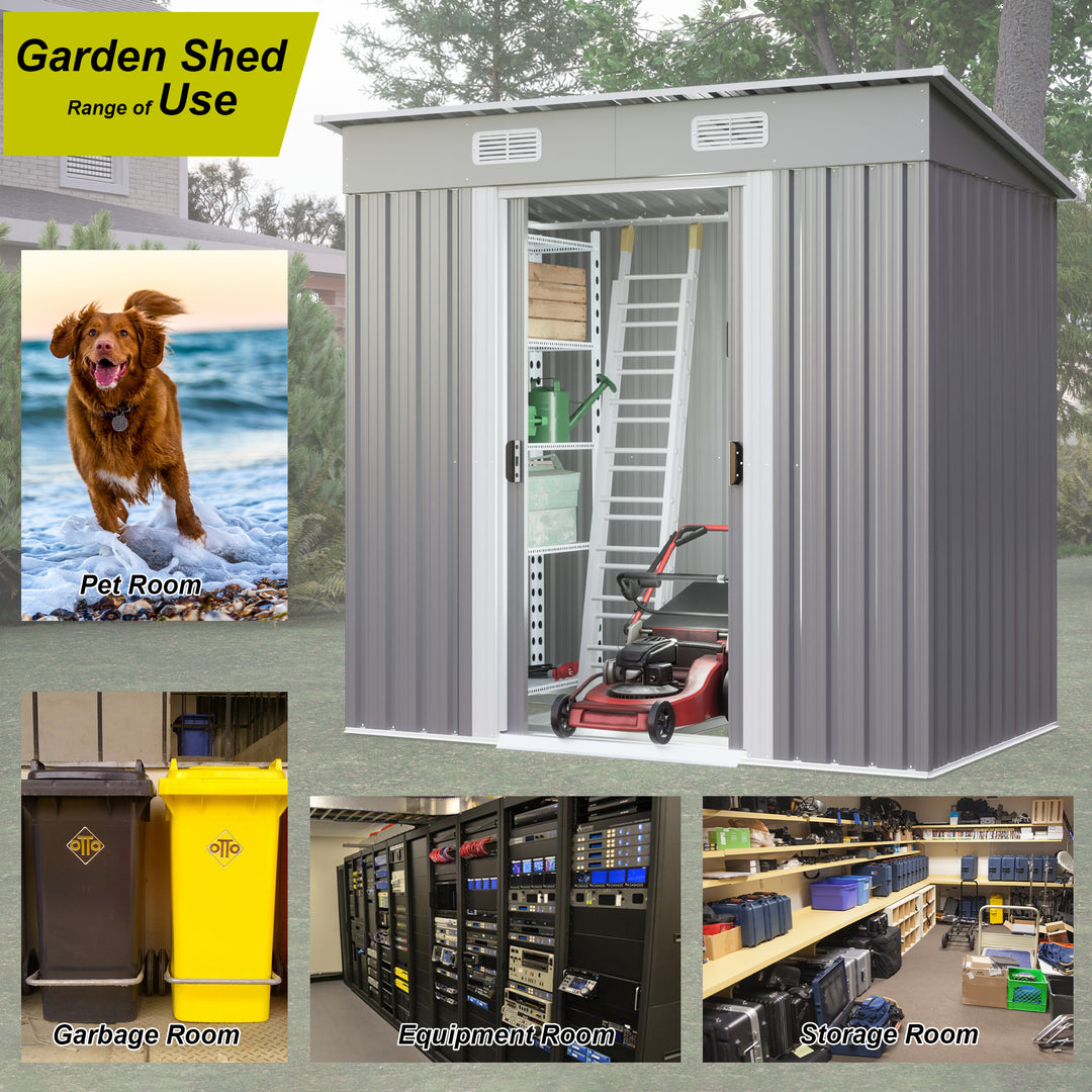 6'x4' Outdoor Metal Storage Shed for Garden Tools Lockable Door