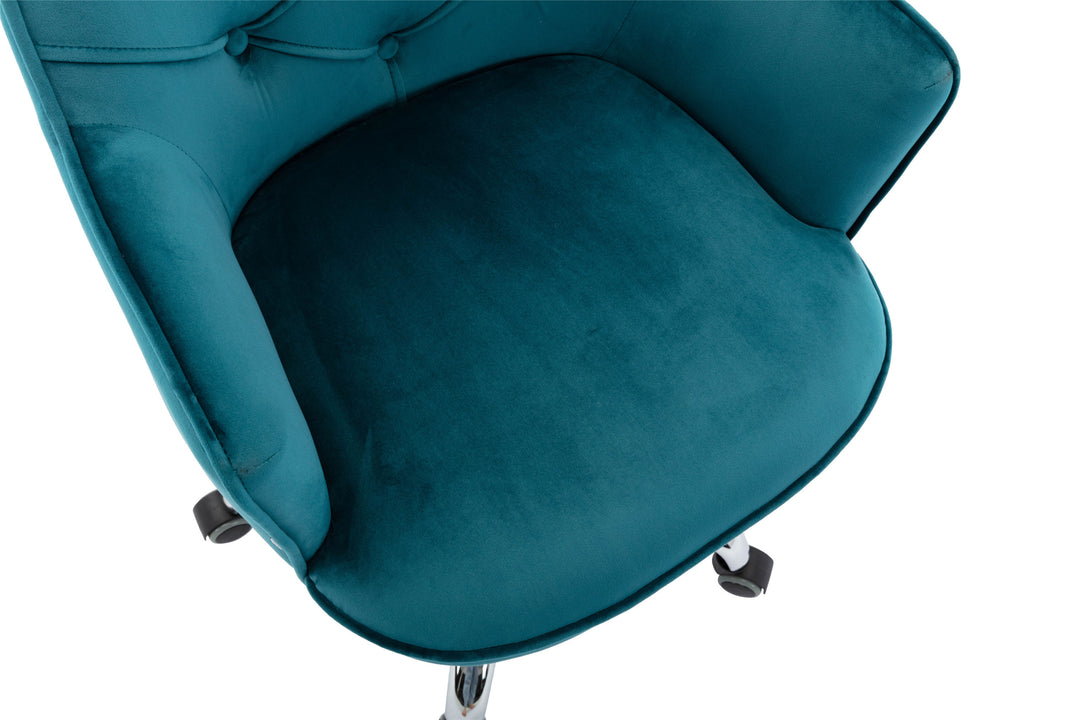 COOLMORE Velvet Swivel Shell Chair for Living Room, Office chair  Modern Leisure Arm Chair LAKE  BLUE