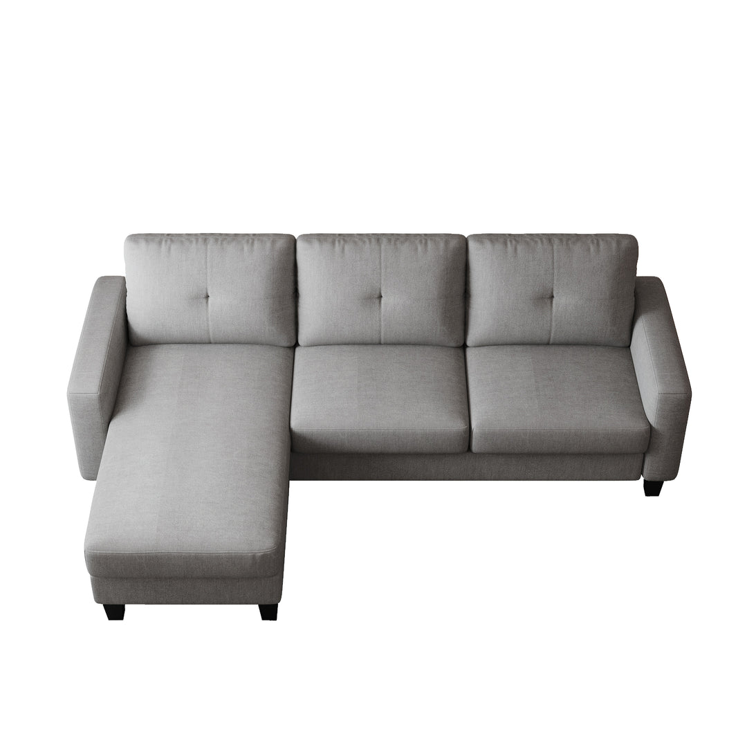 Living Room Furniture with Polyestr Fabric L Shape Couch Corner Sofa for Small Space Grey