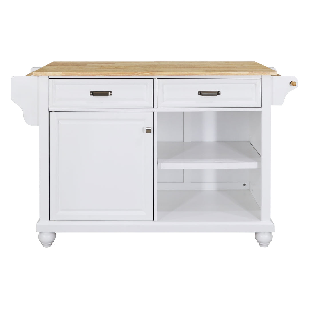 Cambridge Natural Wood Top Kitchen Island with Storage