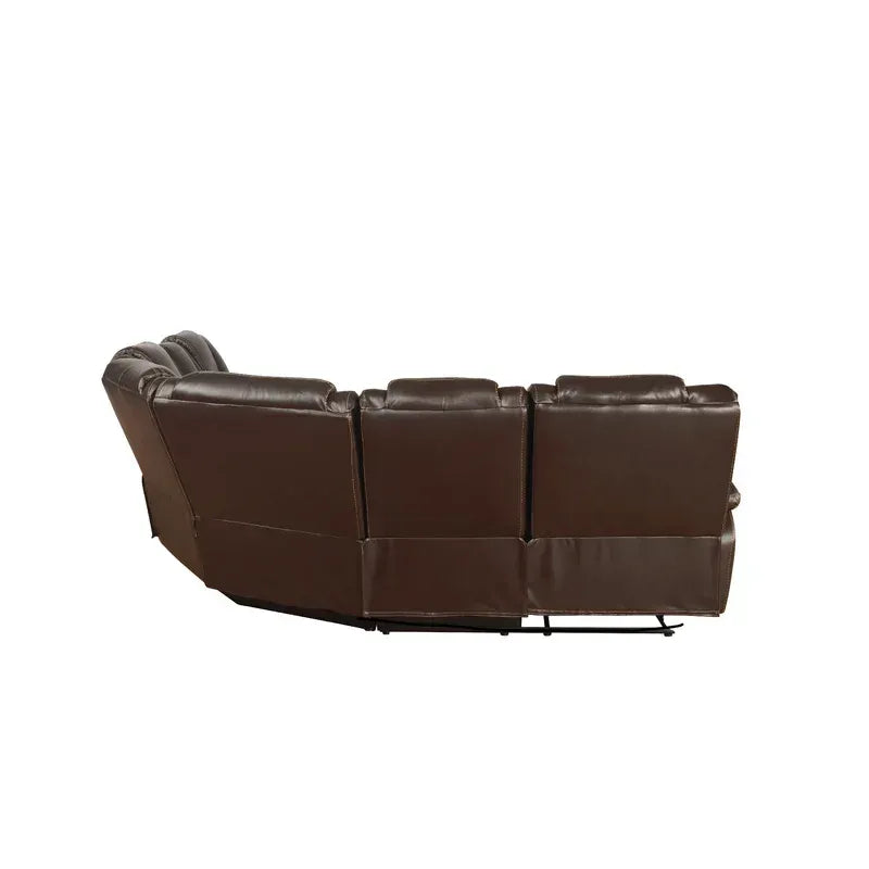 Hong Kong Power Reclining Sectional made with Faux Leather in Brown