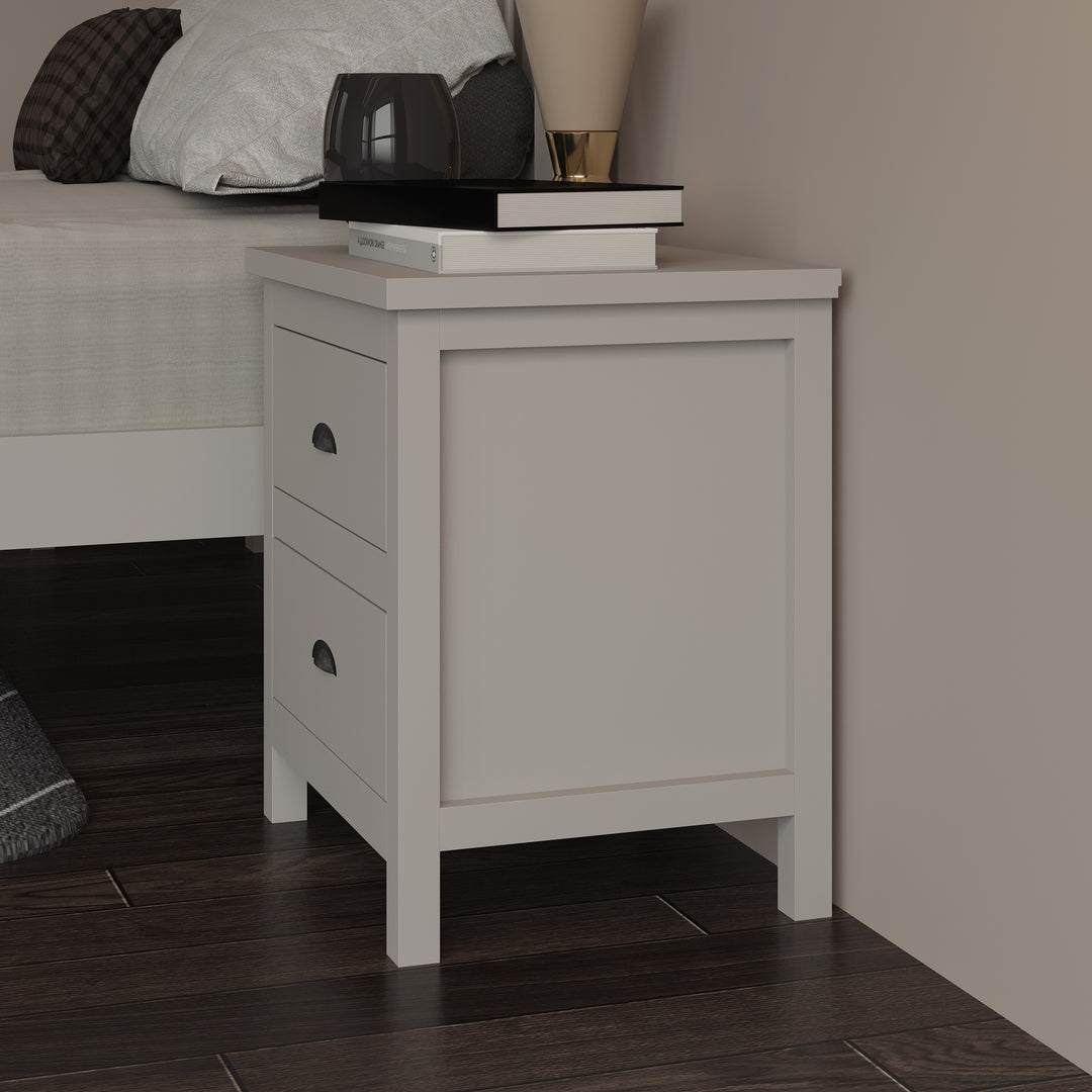 Versatile Solid Wood Night Stand, Bedside Table, End Table, Desk with Drawers for Living Room, Bedroom (Gray)