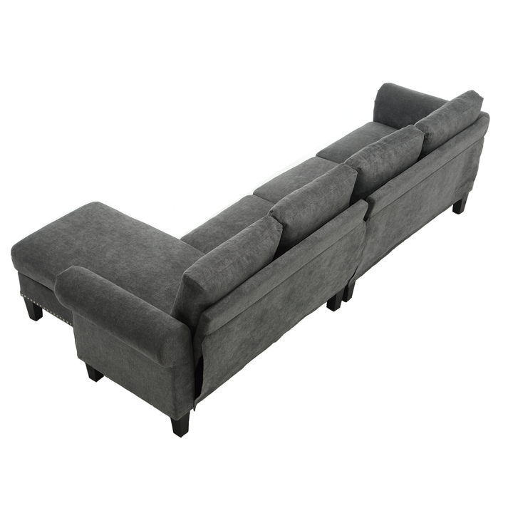 [NEW ARRIVED]   [VIDEO PROVIDED]Convertible Sectional Sofa with Storage,L-shaped sofa,Four-seater sofa,Modern Linen Fabric Sectional Couches for Living Room,Gray