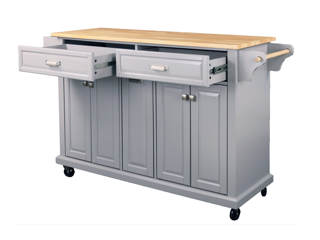 Cambridge Natural Wood Top Kitchen Island with Storage