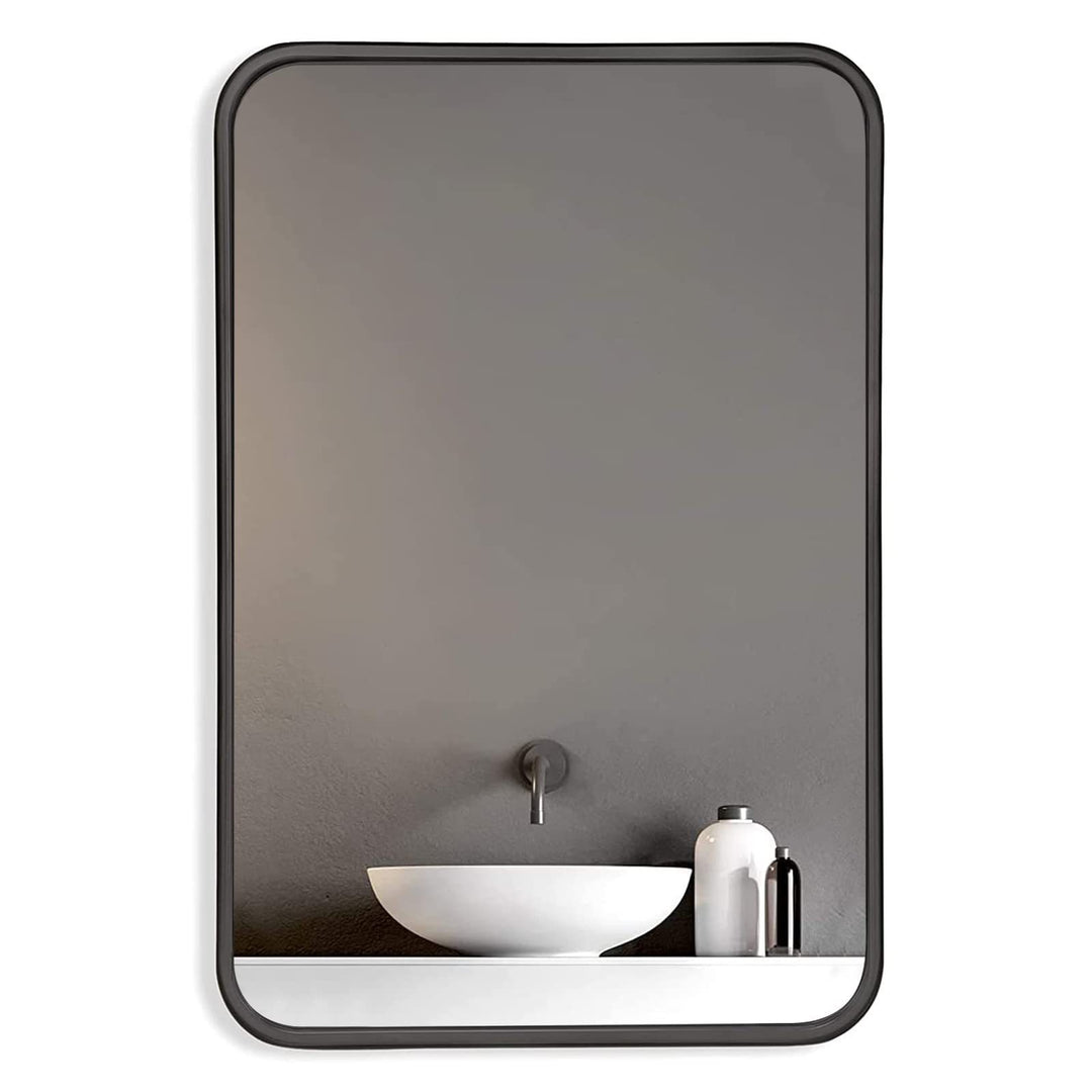 Black 22 "x30" Metal Rectangular Bathroom Wall Mirror