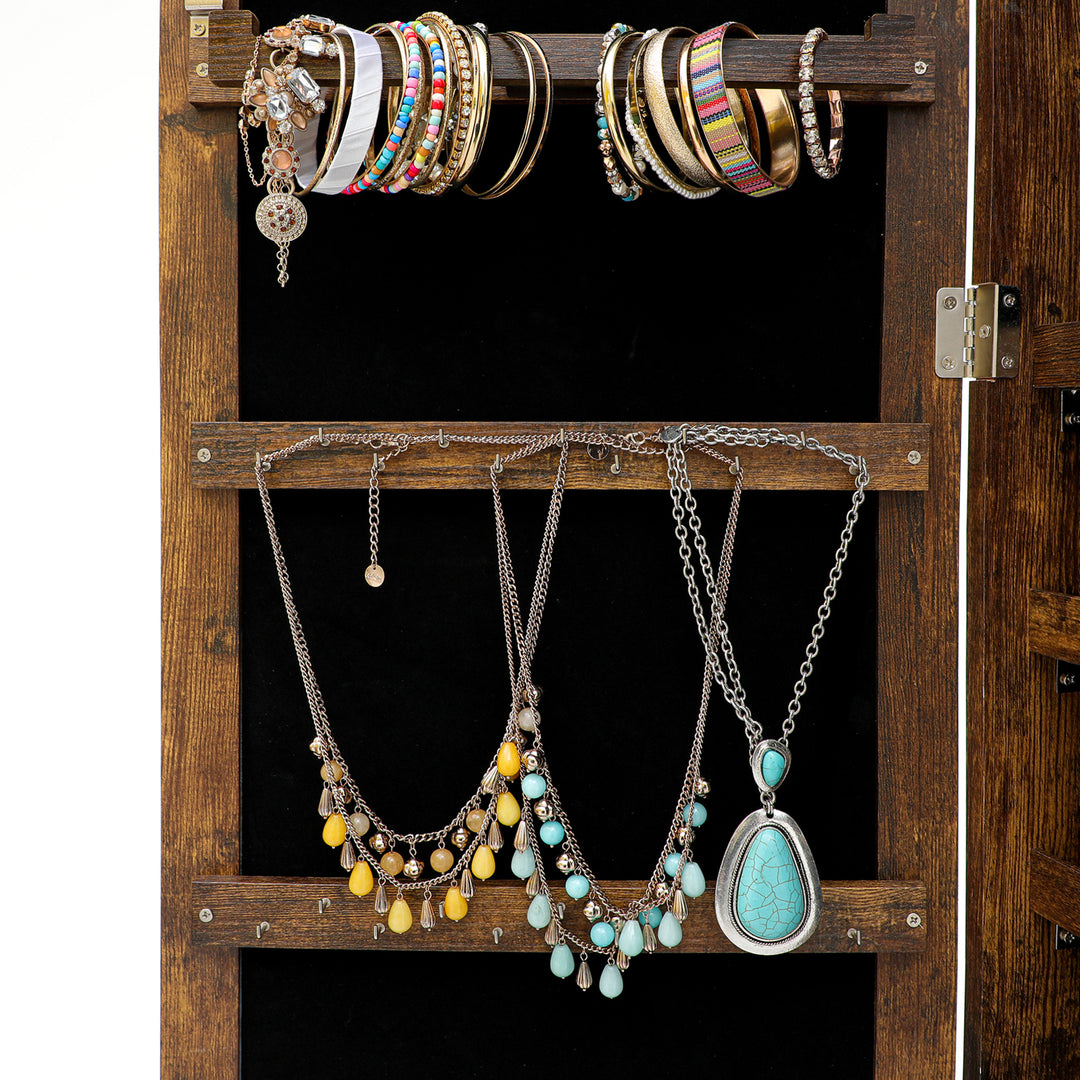 Fashion Simple Jewelry Storage Mirror Cabinet With LED Lights Can Be Hung On The Door Or Wall