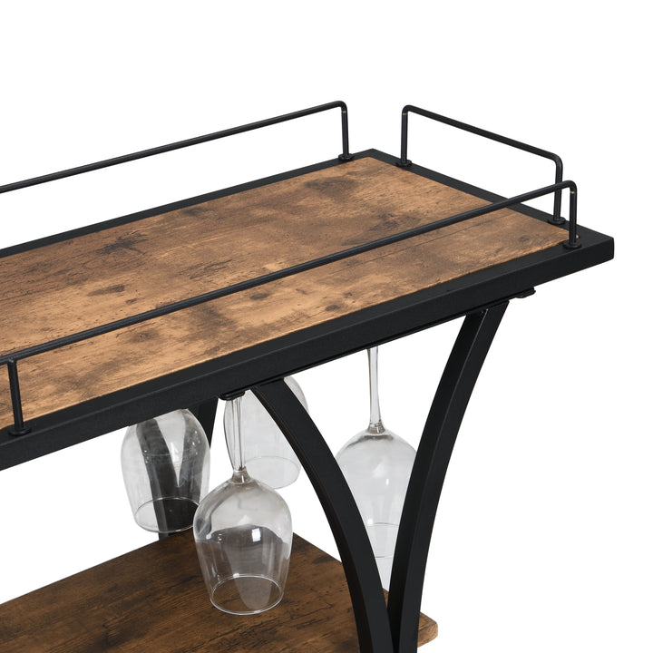 Industrial Bar Cart Kitchen Bar&Serving Cart for Home with Wheels 3 -Tier Storage Shelves