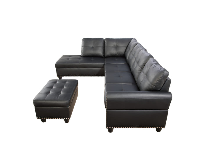 Irine Faux Leather Sectional Sofa with Ottoman