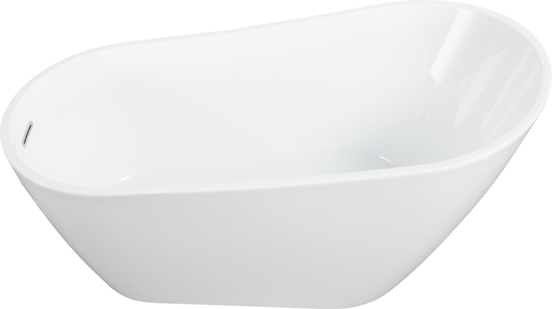 Glossy Acrylic Freestanding Soaking Bathtub with Chrome Overflow and Drain, cUPC Certified 22A04-60-1