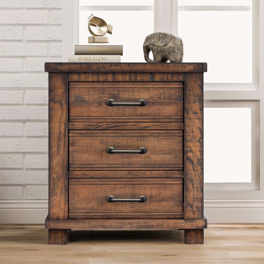 Rustic Three Drawer Reclaimed Solid Wood Framhouse Nightstand (old sku:WF298401AAD)