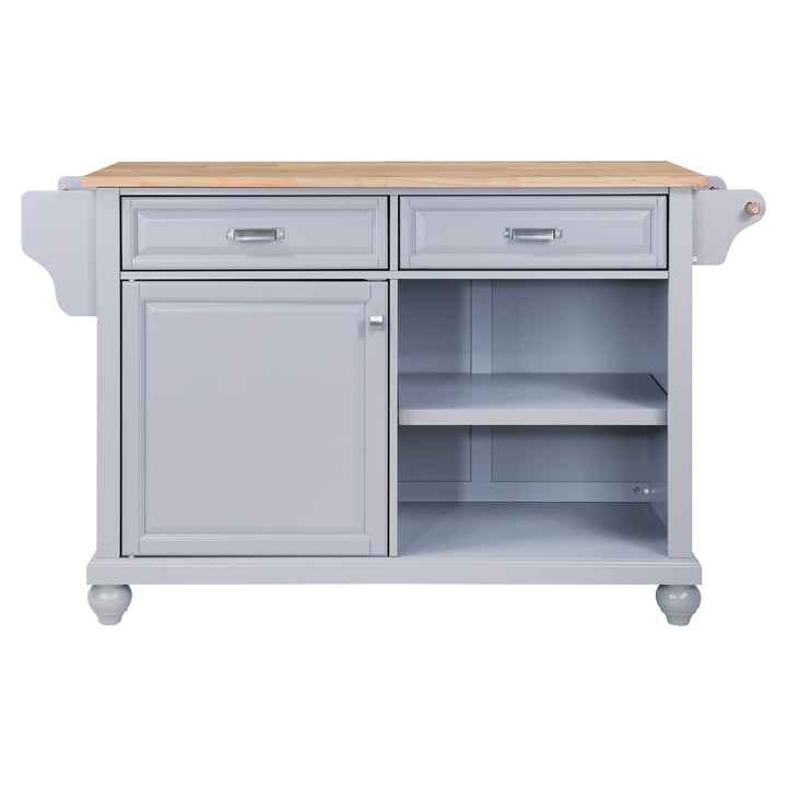 Cambridge Natural Wood Top Kitchen Island with Storage