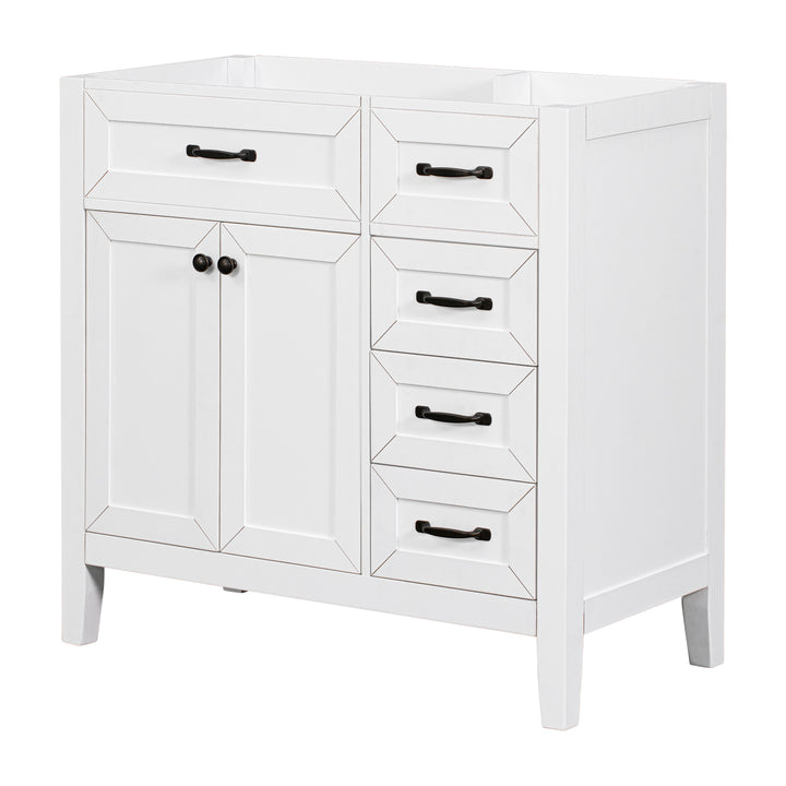 36" Bathroom Vanity without Sink, Cabinet Base Only, Bathroom Cabinet with Drawers, Solid Frame and MDF Board, White