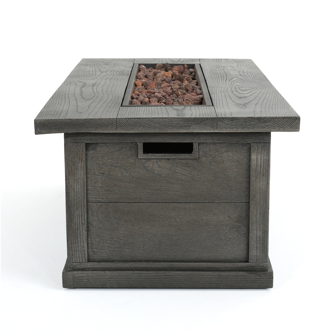 ANCHORAGE 56'' WOOD RECTANGULAR MGO FIRE TABLE GREY - 50,000 BTU With TANK HOLDER