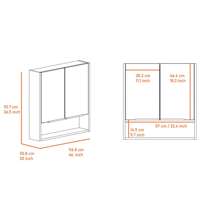 Ozark 24" Medicine Cabinet With Mirror, One Shelf