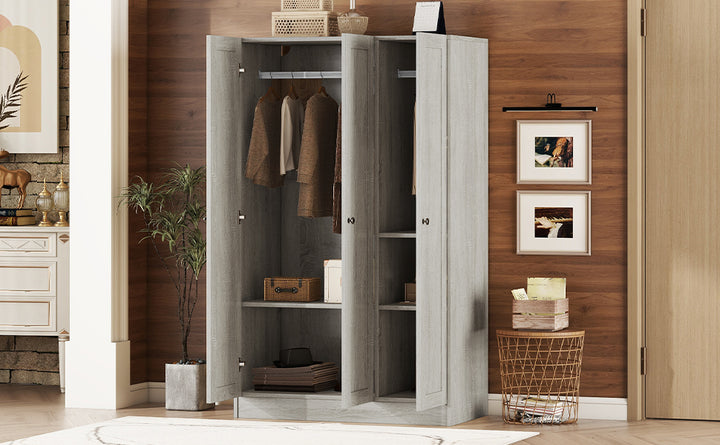 3-Door Shutter Wardrobe with shelves, Gray