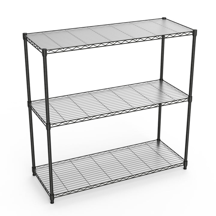 3 Tier Wire Shelving Unit, 1050 LBS NSF Height Adjustable Metal Garage Storage Shelves, Heavy Duty Storage Wire Rack Metal Shelves - Black