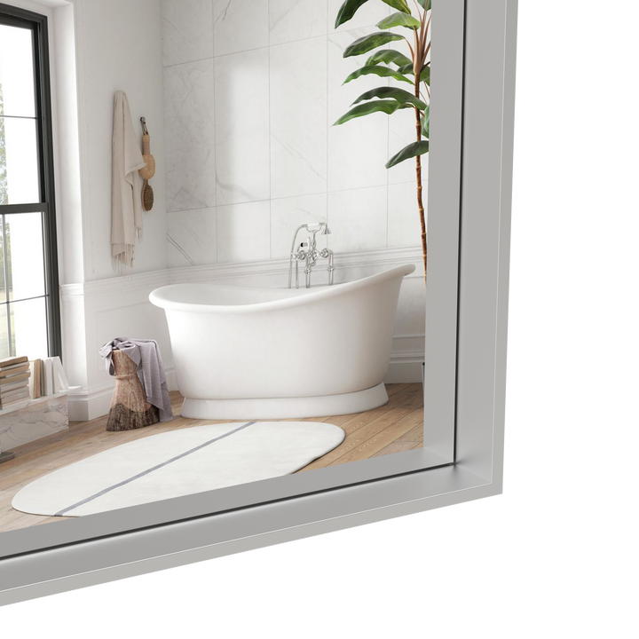 60"x40" Oversized Modern Rectangle Bathroom Mirror with Silver Frame Decorative Large Wall Mirrors for Bathroom Living Room Bedroom Vertical or Horizontal Wall Mounted mirror with Aluminum Frame